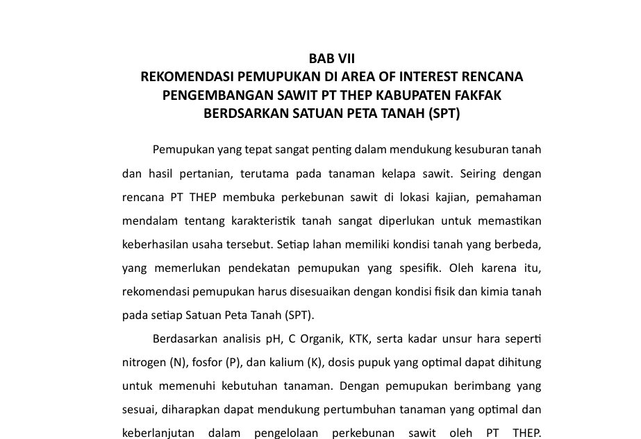 Halaman asli Buku Laporan Kajian Lapang Tahun 2025 yang memuat judul Bab VII